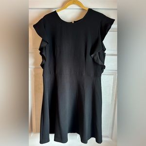 Ruffle Sleeve Black Dress